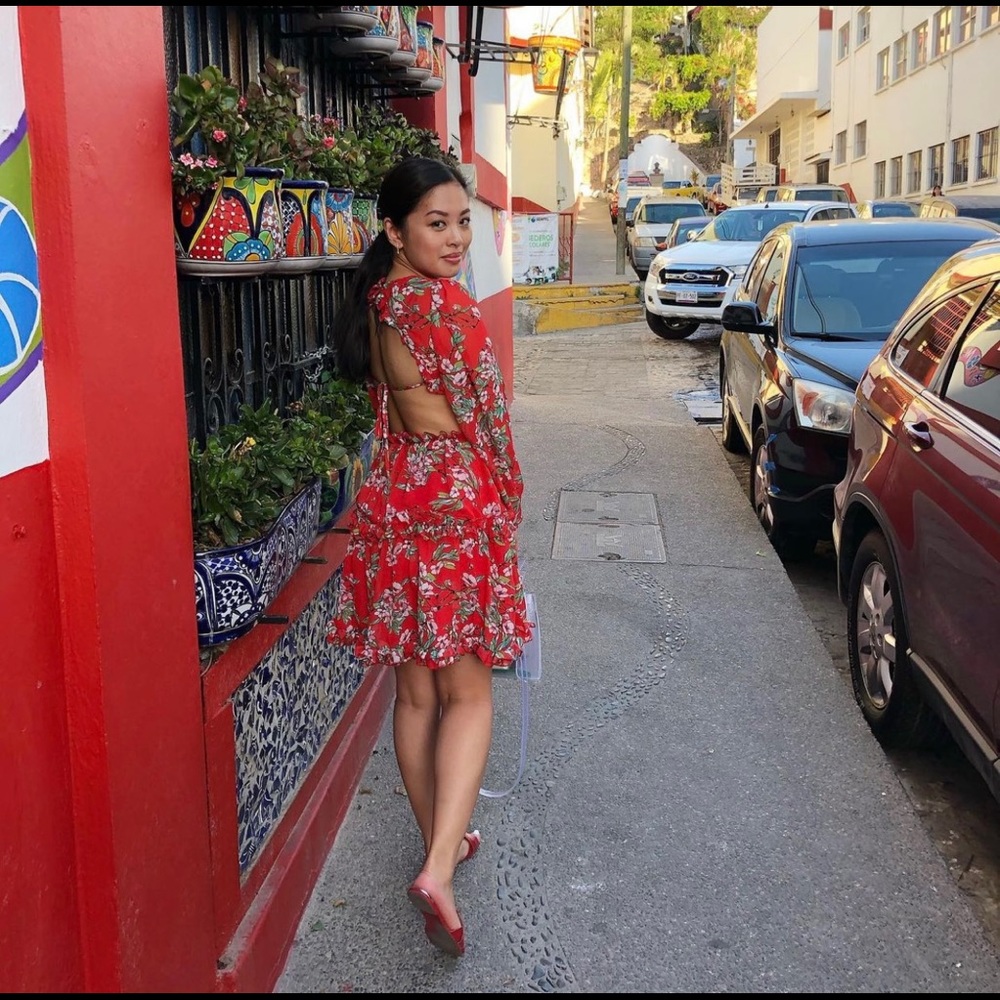 Missguided open back floral dress